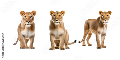 Lioness isolated on white background