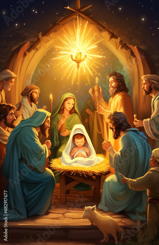 The Birth of Jesus Christ: A Festive Depiction