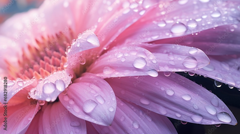 photo, macro shot, close-up of a dew-covered flower petal, glistening water droplets, soft morning light photo, macro shot, close-up of a dew-covered flower petal, glistening water droplets, soft morning light