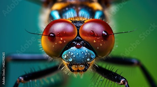 photo, macro photography, intricate texture of a dragonfly eyes, multifaceted view, vibrant colors © Royal Ability