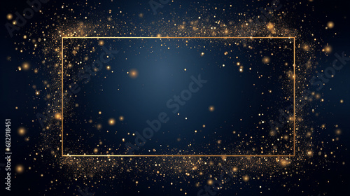 magic night dark blue frame with sparkling glitter stars photo