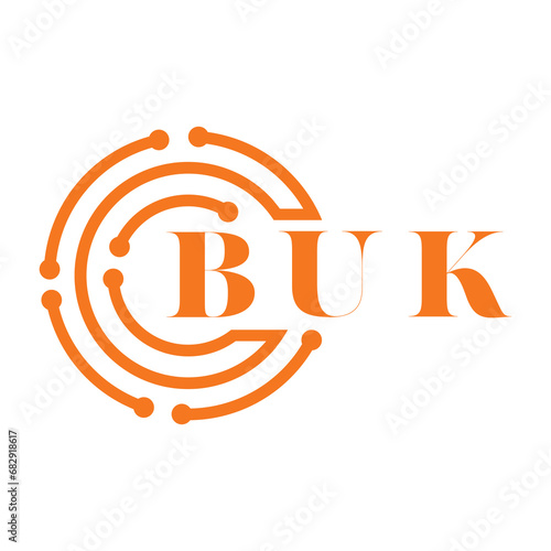 BUK letter design. BUK letter technology logo design on white background. BUK Monogram logo design for entrepreneur and business