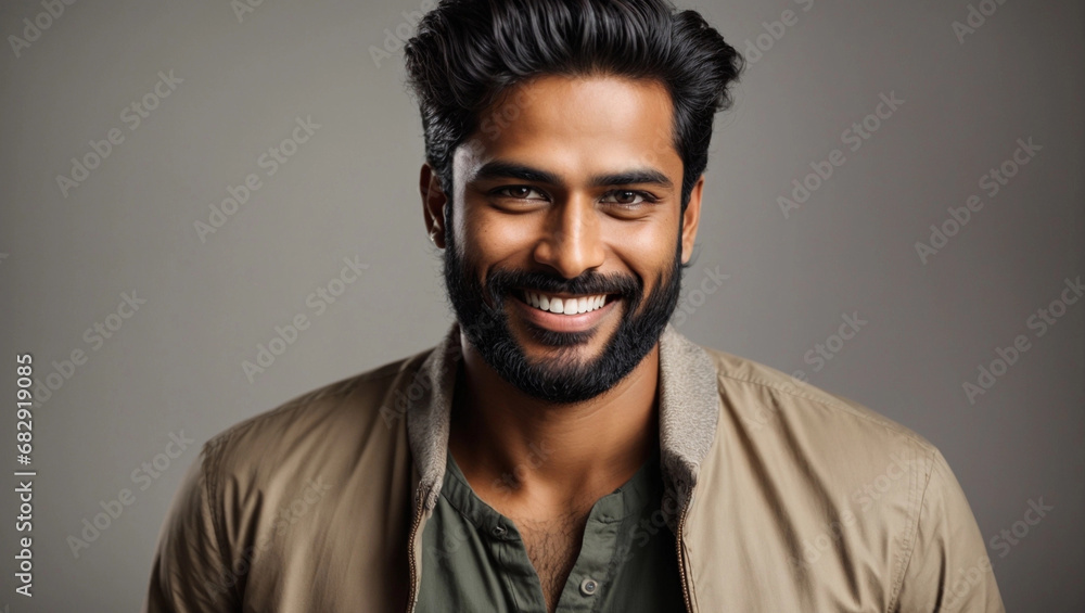 Obraz premium a closeup portrait of a handsome smiling indian man