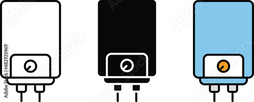 Water heater icon collection. Icon related to electronic, household appliances. Lined, isolated and colored icon style design. Vector illustration