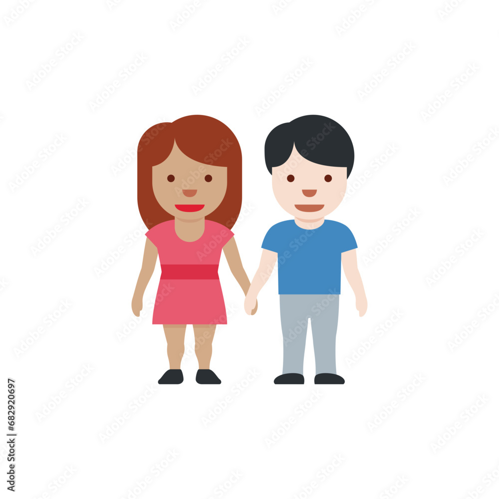 Woman and Man Holding Hands: Medium-Skin Tone, Light Skin Tone