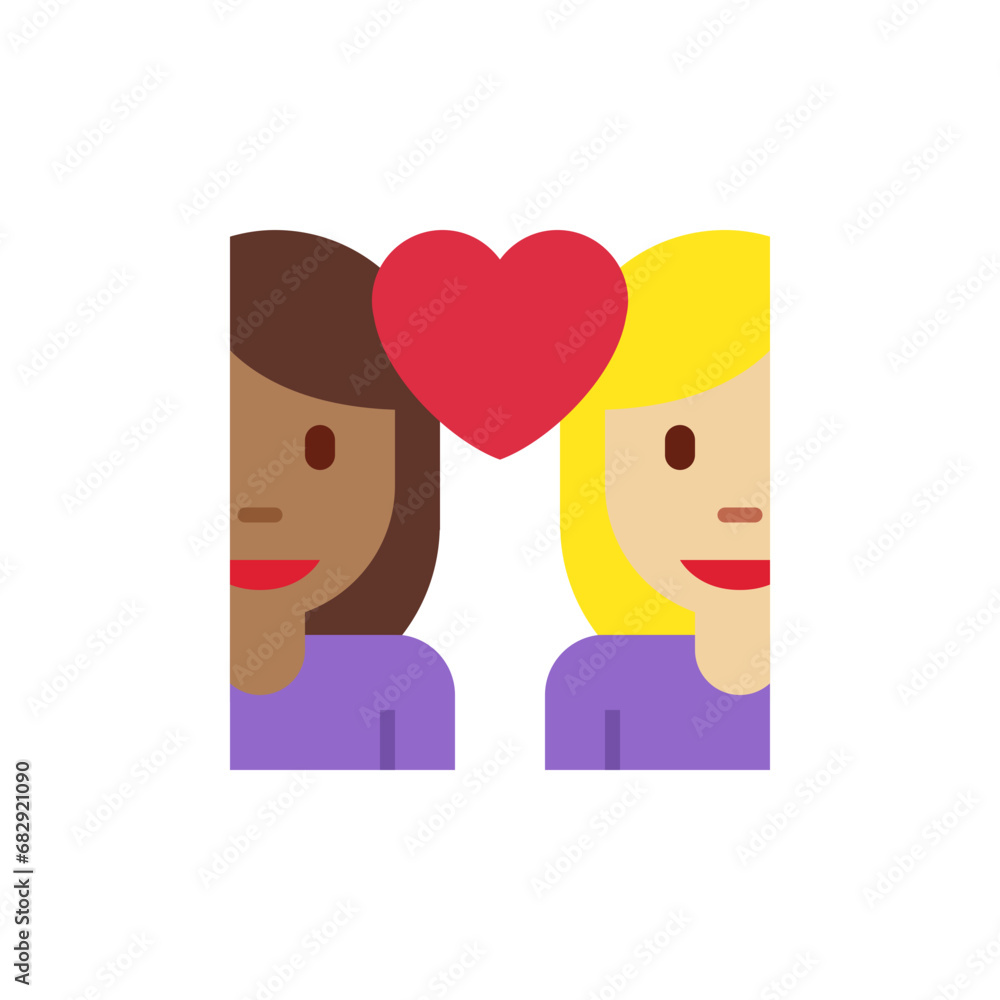 Couple with Heart: Woman, Woman, Medium-Dark Skin Tone, Medium-Light Skin Tone Couple with Heart: Woman, Woman, Medium-Dark Skin Tone, Medium-Light Skin Tone