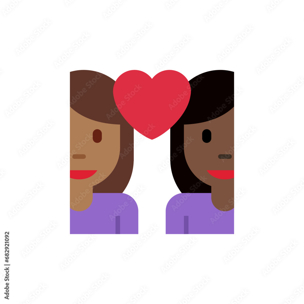Couple with Heart: Woman, Woman, Medium-Dark Skin Tone, Dark-Skin Tone