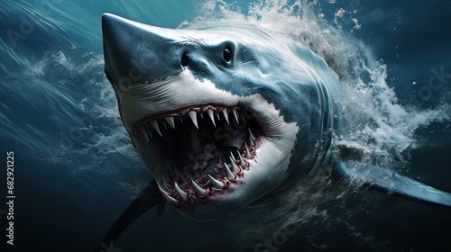 big angry and vicious shark background wallpaper ai generated image