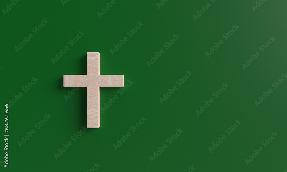 Obraz premium Ash wednesday cross wooden symbol sign green background wallpaper copy space christian religion god lent holy chruch jesus catholic prayer beleif easter happy repentance faith worship fasting death 