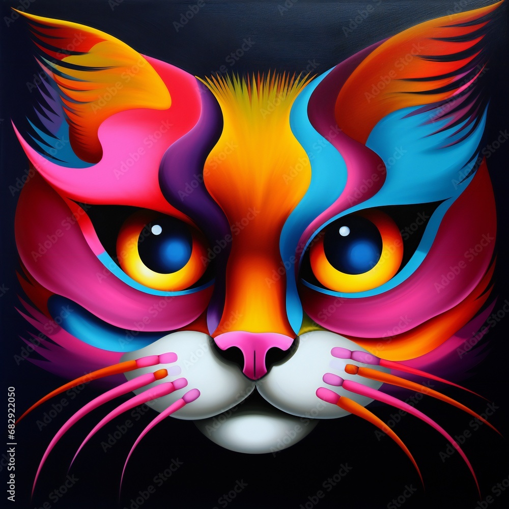 Fototapeta premium cat neon portrait in cyberpunck and pop art style