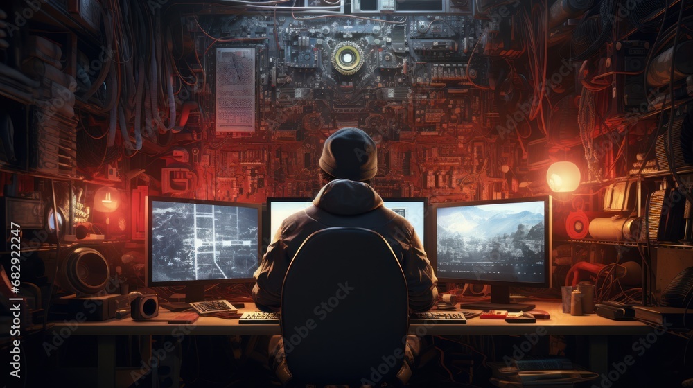 Programmer technical support concept background wallpaper ai generated image