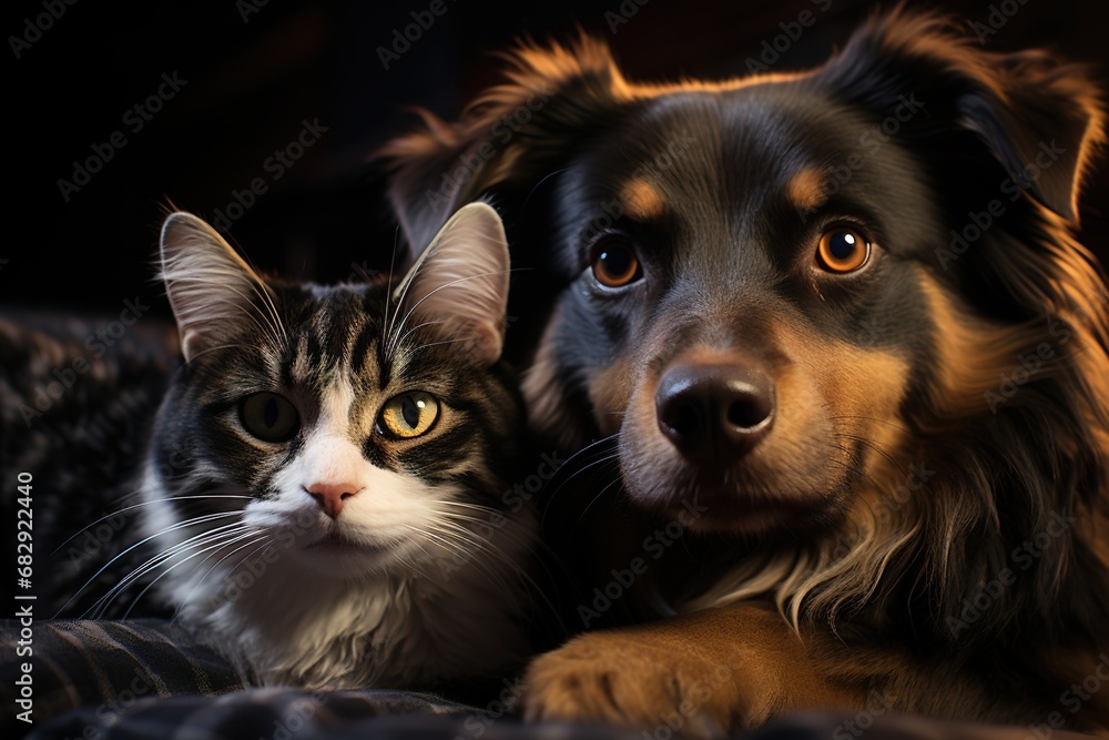 Double the Cuteness: A charming portrait features a cat and dog snuggled up together, doubling the cuteness and highlighting the unique and heartwarming connection they share