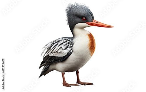 Common Merganser Cartoon Character in 3D Style with Transparent PNG photo