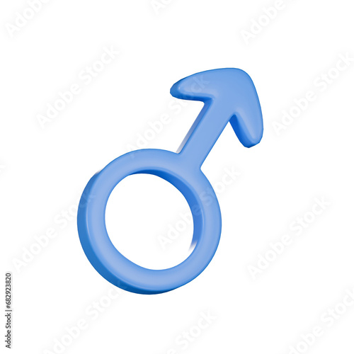 Male Symbol 3D icon isolated on white background, 3D rendering