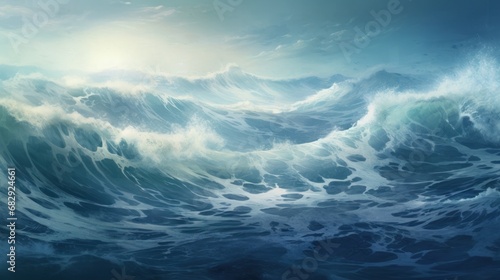 big waves of beautiful sea water background wallpaper ai generated image © anis rohayati