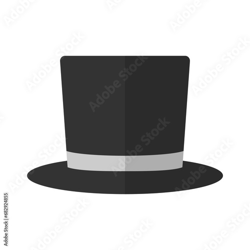 Cylinder hat icon in flat style isolated on white background. Magic headdress vector illustration