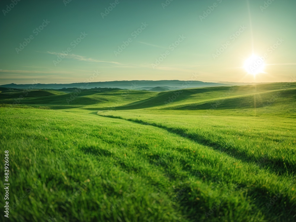 Sunlight Natural Landscape, Green Grass Field