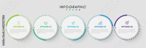 Vector infographic design template with 5 icons and options or steps.