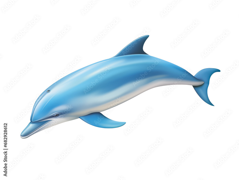 Obraz premium A cheerful blue dolphin mid-leap with a transparent background.