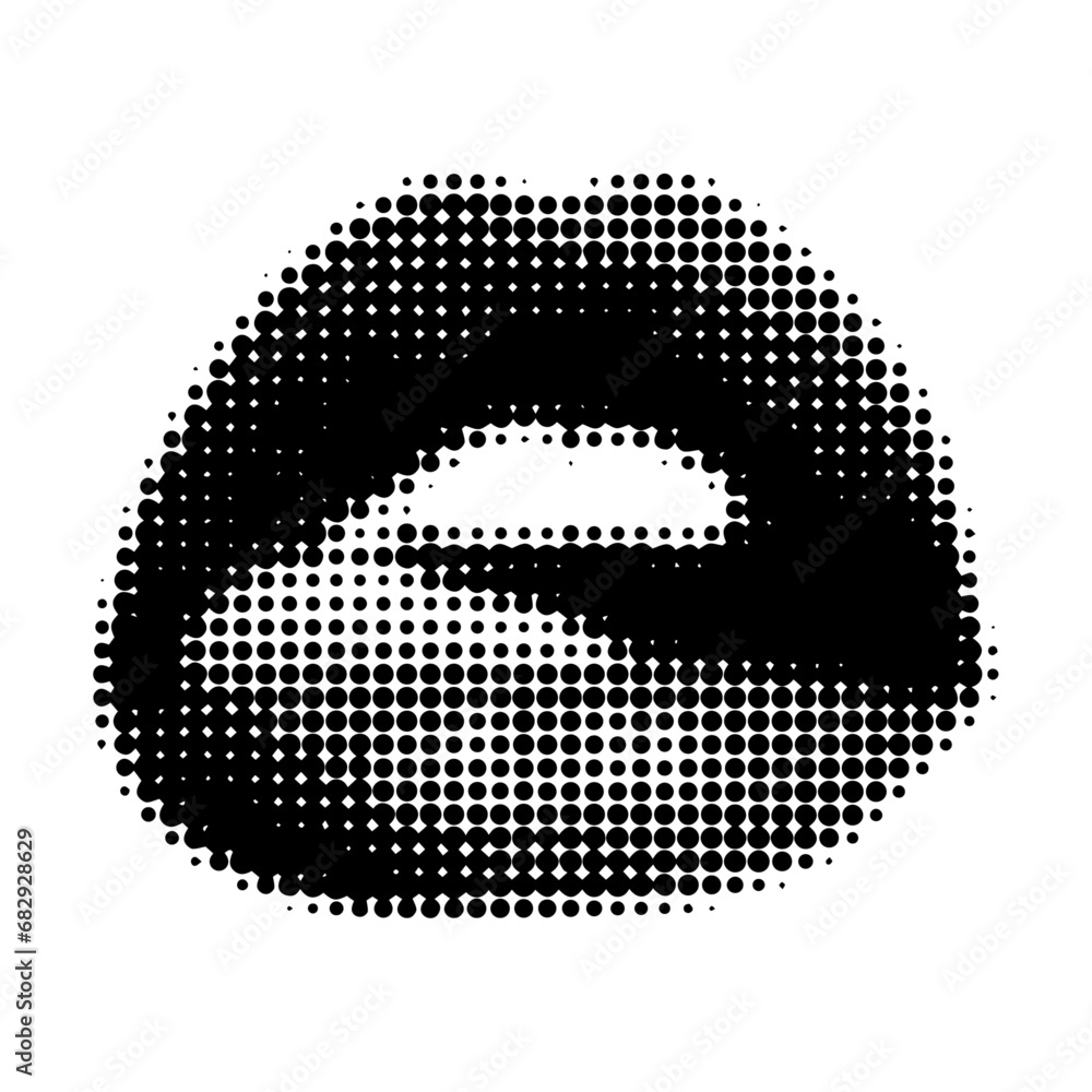 Female Lips and Tongue with halftone dot effect