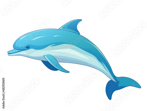 A cheerful blue dolphin mid-leap with a transparent background.