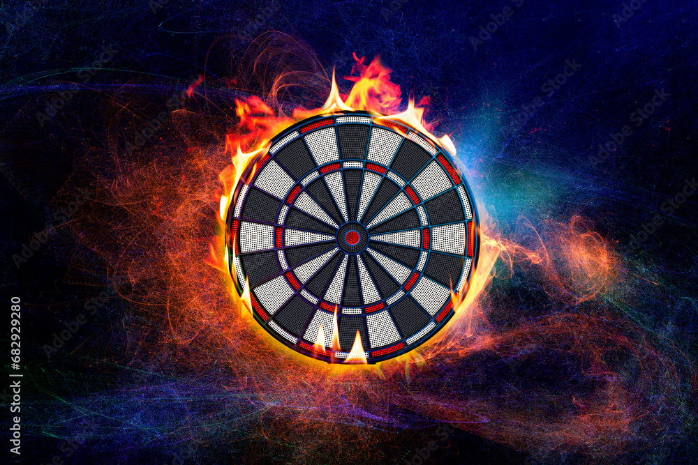 Obraz na plátně Round dartboard symbol of achievement of success, the concept of focus on the go