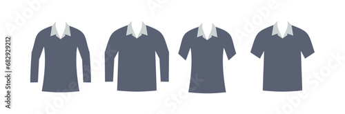 Men's and women's collared shirts, long and short sleeves, icon vector logo illustration