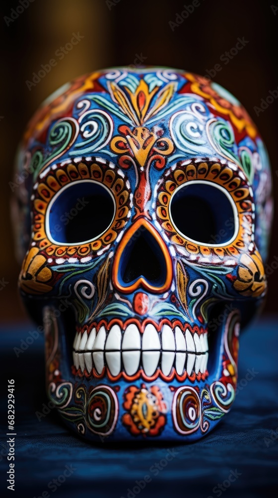 Accessory in the form of a coloring human skull. Halloween or day of the dead concept.