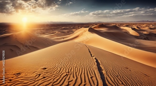 sunset in the desert  panoramic desert scene  sand in the desert  landscape in the desert