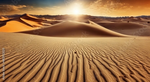 sunset in the desert  panoramic desert scene  sand in the desert  landscape in the desert