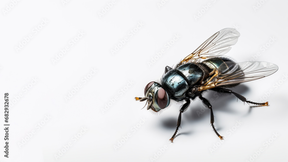 Close up fly isolated on gray background Close up fly isolated on gray background