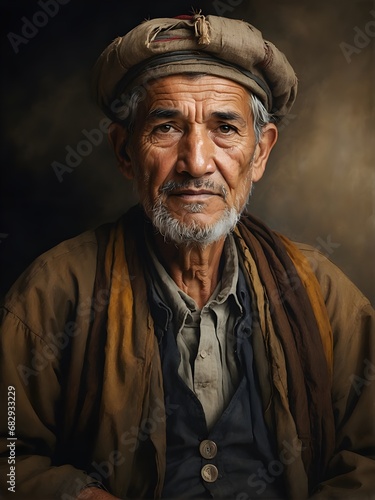 Portrait of an old Afghan man