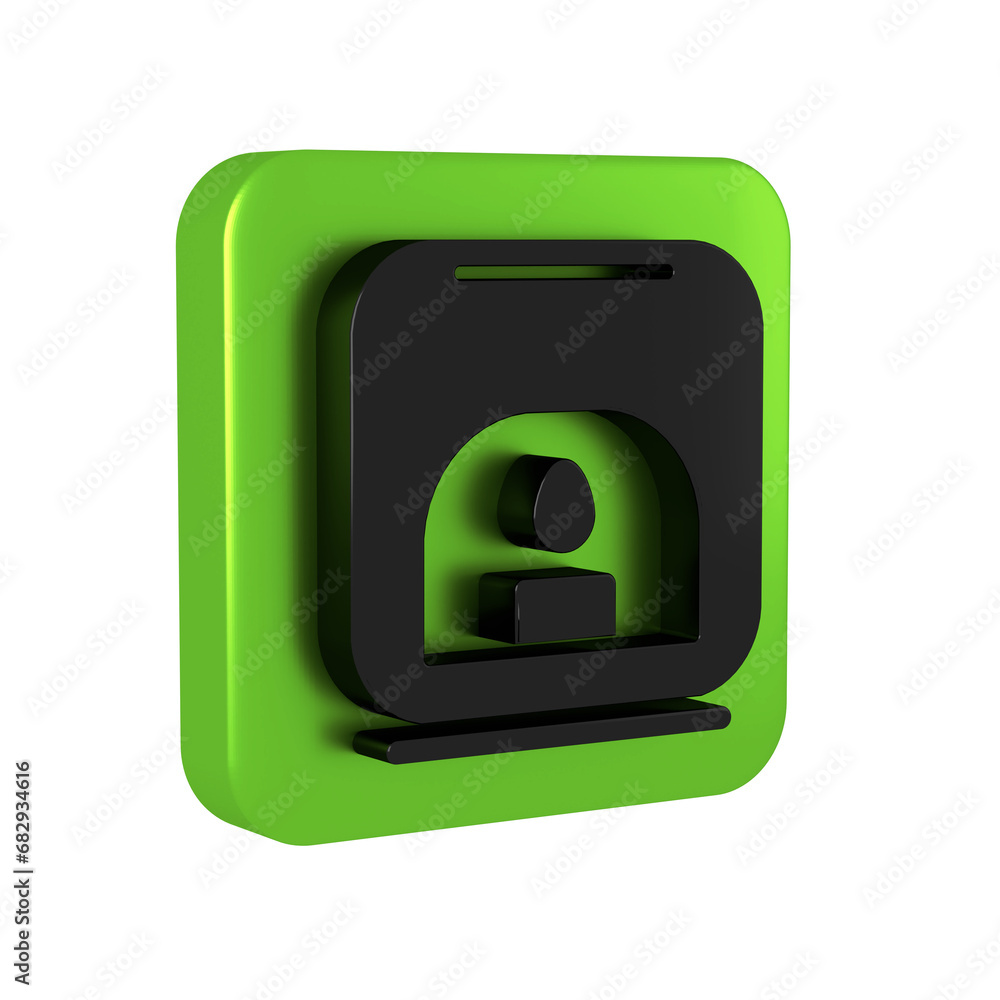 Black Aroma lamp icon isolated on transparent background. Green square button. Black Aroma lamp icon isolated on transparent background. Green square button.