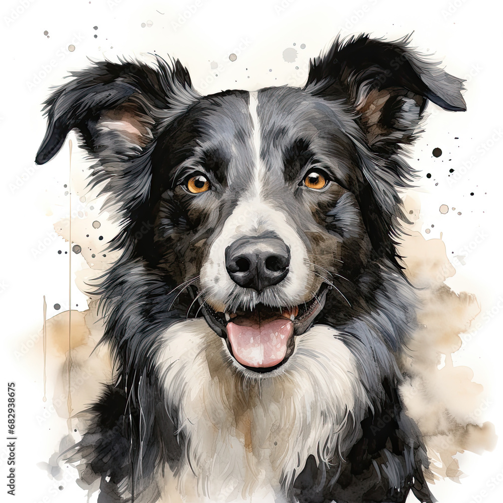 Fototapeta premium watercolor Border Collie clipart, Generative Ai