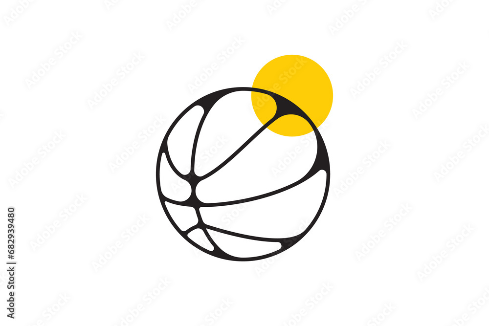 Basketball ball outline logo design. Sport object and equipment icon concept. Sports training symbol vector design.