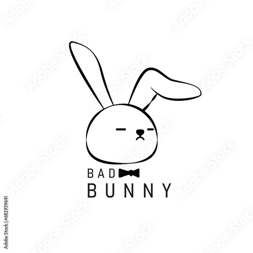 cool bad bunny head logo design isolated black background