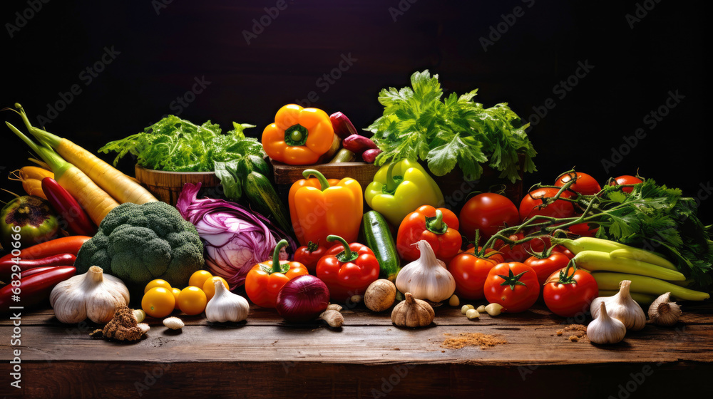 Food background with assortment of fresh organic vegetables Food background with assortment of fresh organic vegetables