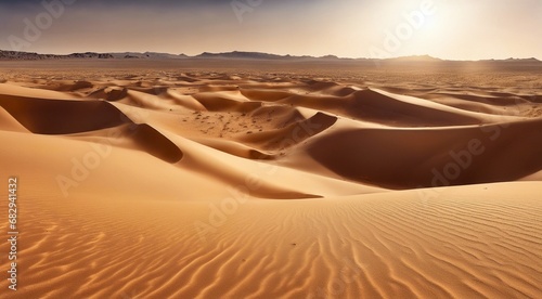 sunset in the desert, panoramic desert scene, sand in the desert, landscape in the desert © Gegham