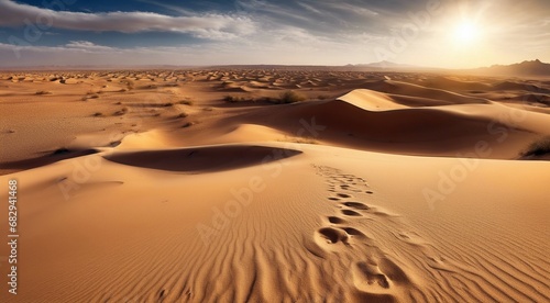 sunset in the desert, panoramic desert scene, sand in the desert, landscape in the desert