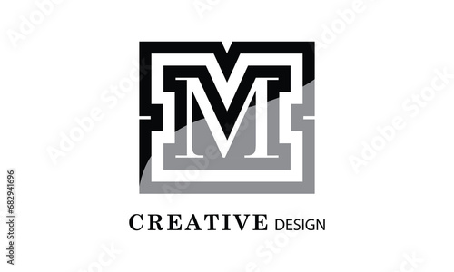 M  black creative modern simple word M brand minimal logo design.