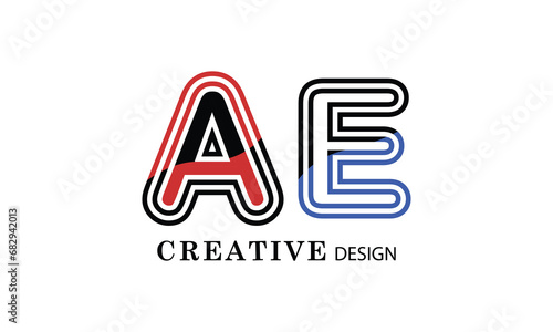 AE  black red  creative modern simple word AE brand minimal logo design.
