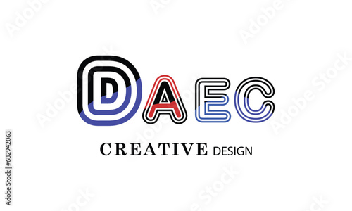 DAEC black blue creative modern simple word DAEC  brand minimal logo design.