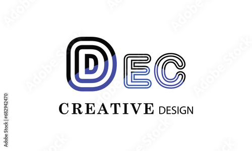 DEC D EC black blue creative modern simple word DEC  brand minimal logo design.