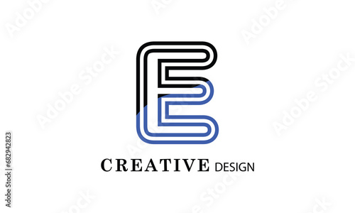 E black blue creative modern simple word E brand minimal logo design.