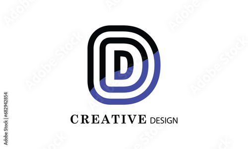 D black blue creative modern simple word D brand minimal logo design.