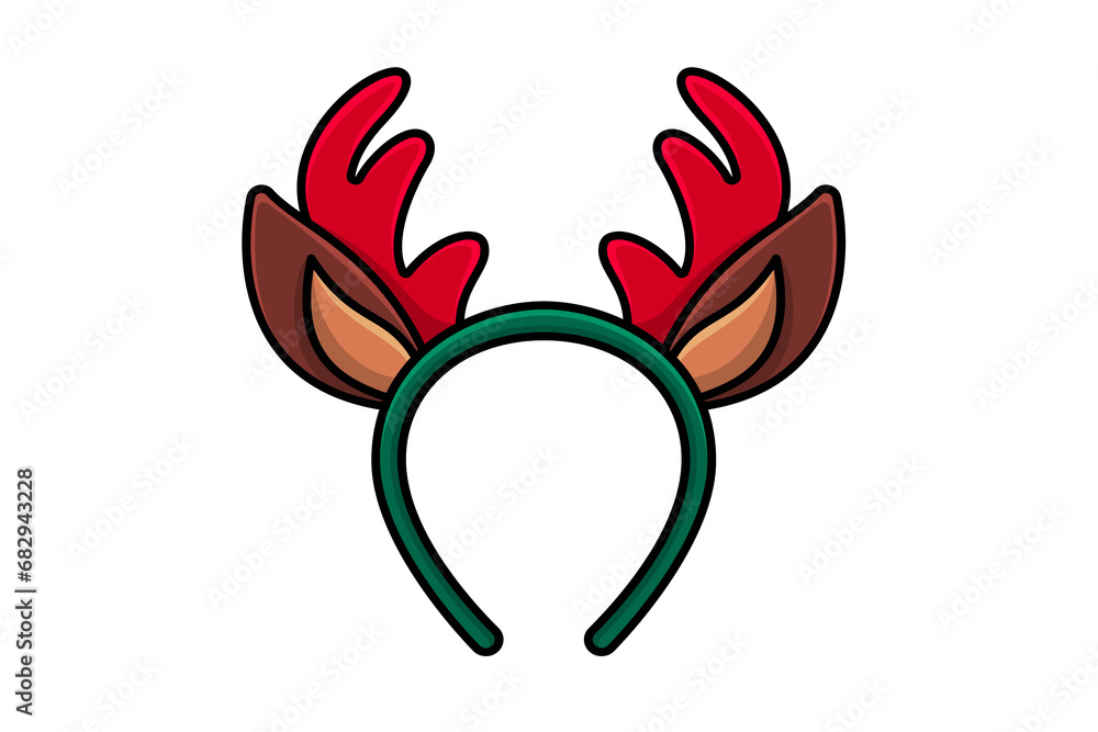 Obraz premium Christmas reindeer headband vector icon illustration. Winter holiday icon design concept. Hair accessories, Winter festival, Christmas decoration, Christmas festive, Festival celebration, Holiday.