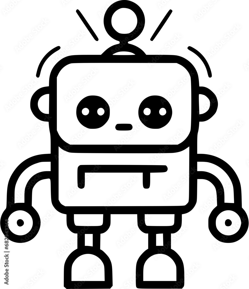 Simple Robot Droid Icon in Hand-drawn Style Simple Robot Droid Icon in Hand-drawn Style