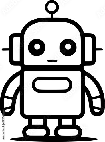 Simple Robot Droid Icon in Hand-drawn Style