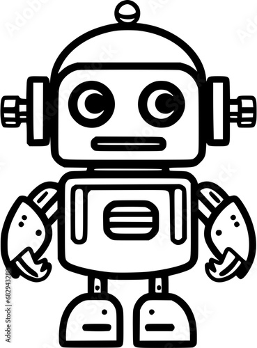 Simple Robot Droid Icon in Hand-drawn Style