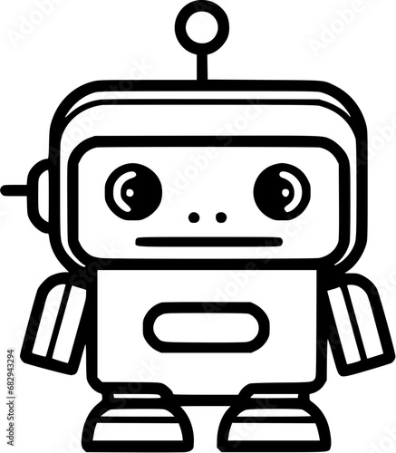 Simple Robot Droid Icon in Hand-drawn Style
